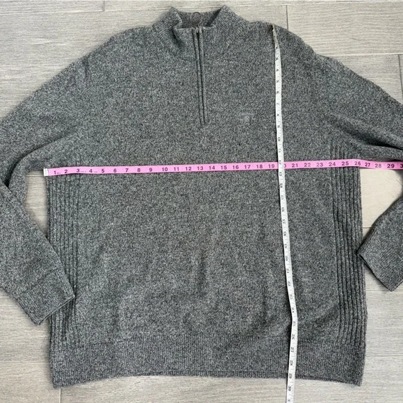 Barbour Mens Tisbury Half Quarter Zip Sweater XXL Grey Heather Wool Silk Classic